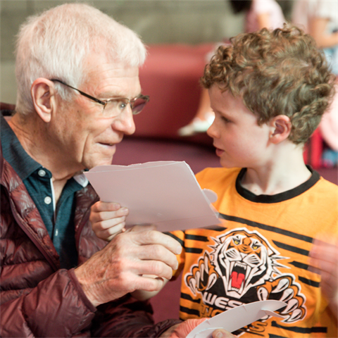 A family enjoying drawing and making together. Photo: Christian Markel